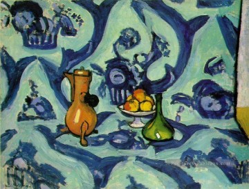 Nature morte avec le fauvisme abstrait bleu de nappe Henri Matisse Peinture à l'huile